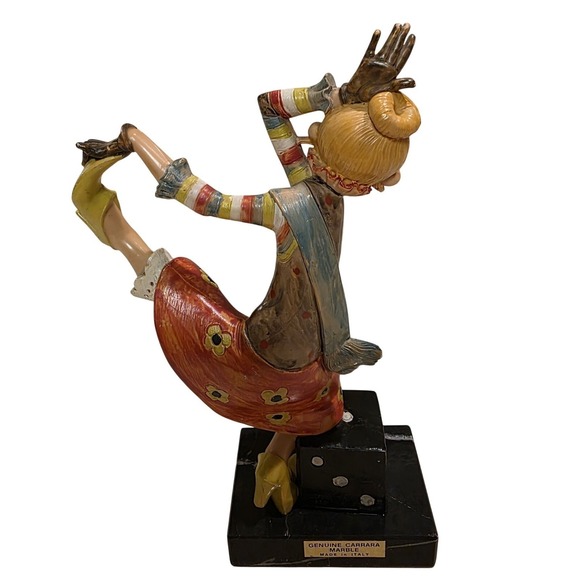 Vintage Depose Clown Figurine "Miss" Dancing Girl #948 Carrara Marble Base - Picture 8 of 9